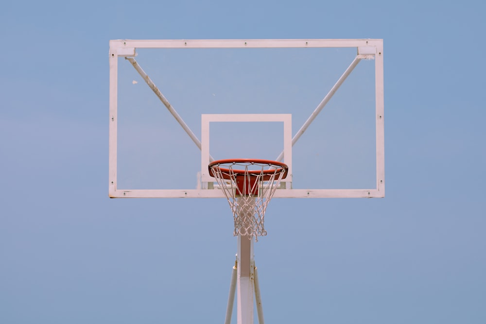 white and red basketball hoop