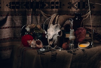 white deer figurine on table