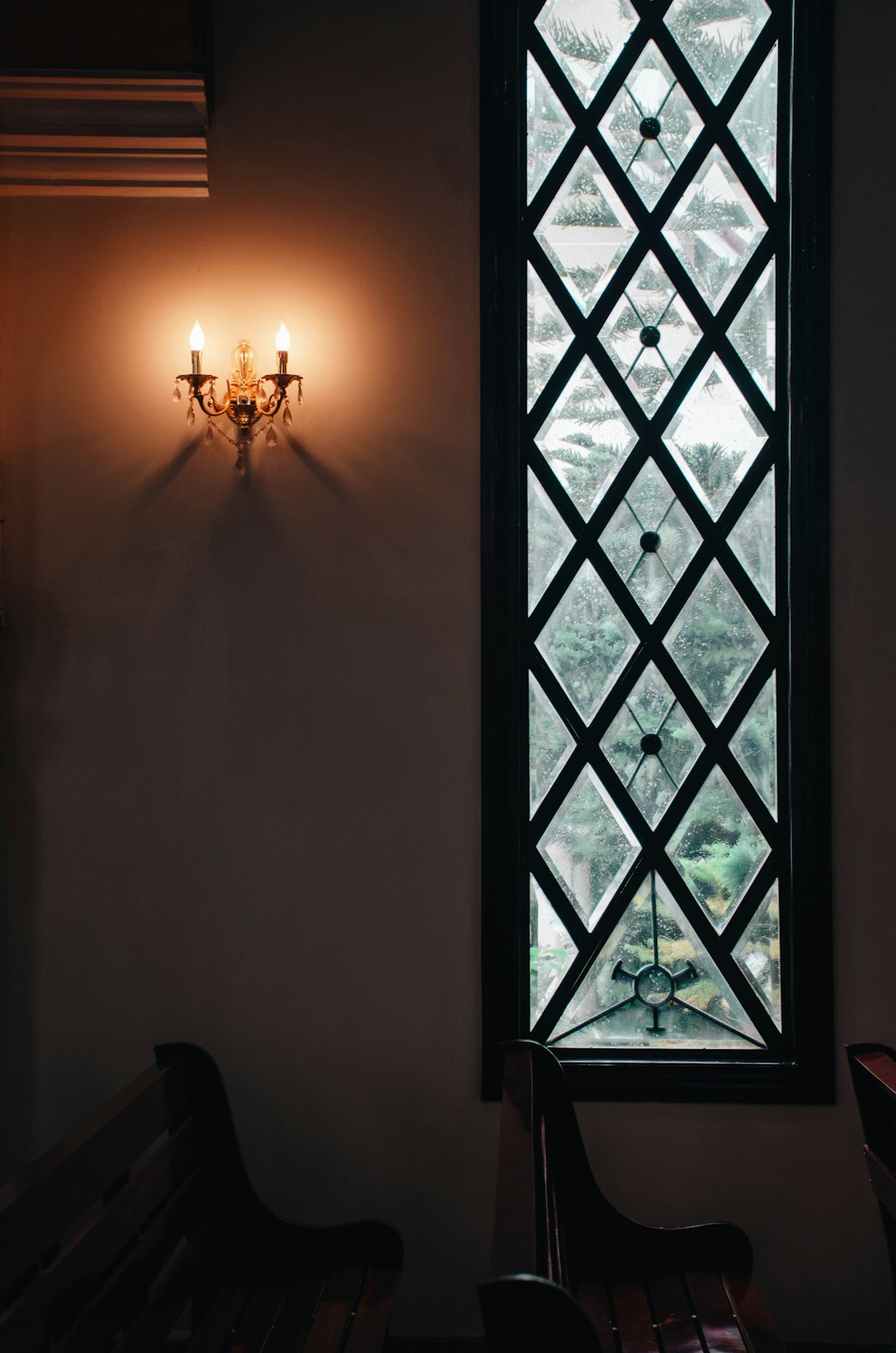 black metal framed glass window