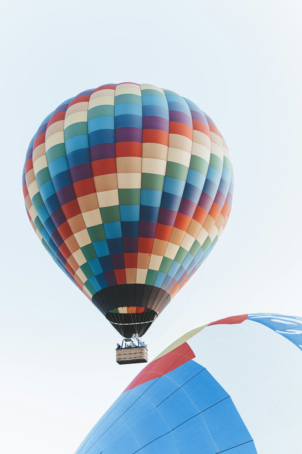 yellow blue and red hot air balloon