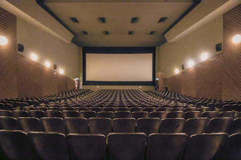 An empty movie theater.