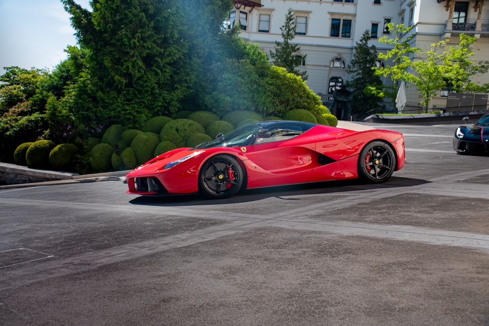 red ferrari 458 italia on road