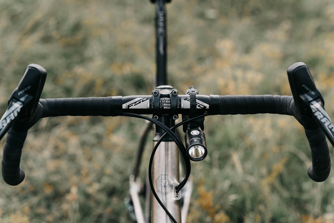 black bicycle handle bar in tilt shift lens