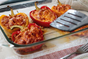 stainless steel fork on red sauce