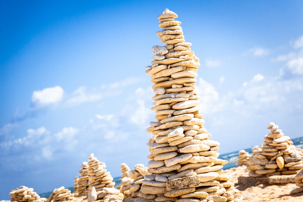stack of brown stone stack