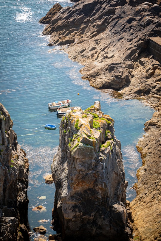 white and brown wooden house on cliff near body of water during daytime in Pointe du Raz France