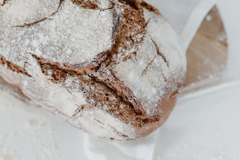 brown bread on white table