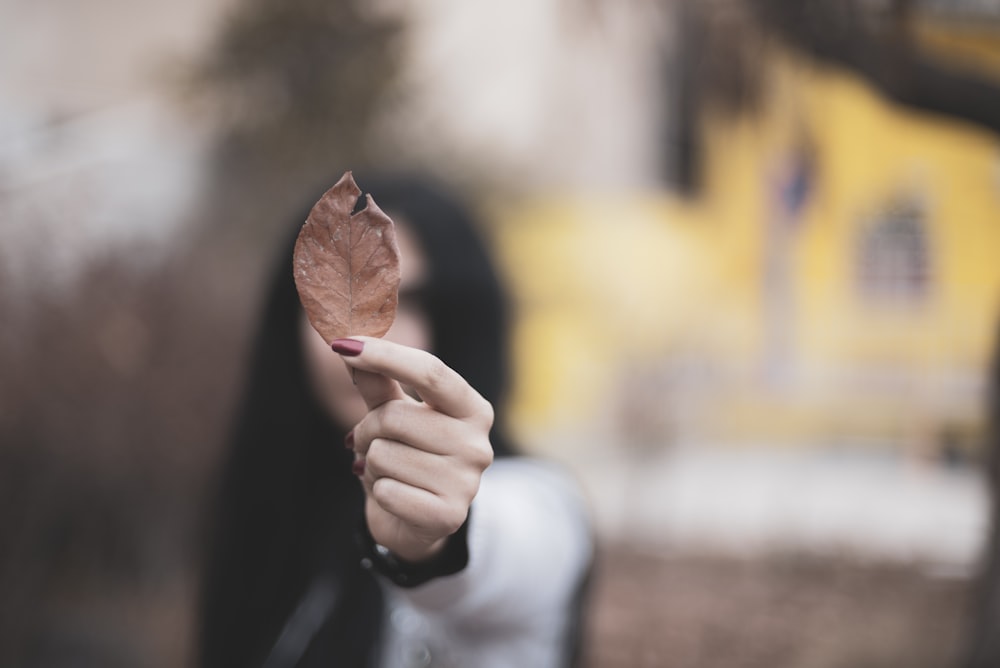 낮에 갈색 원뿔을 들고 있는 사람