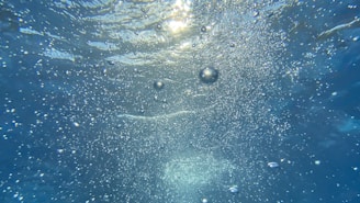water bubbles in blue water