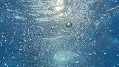water bubbles in blue water