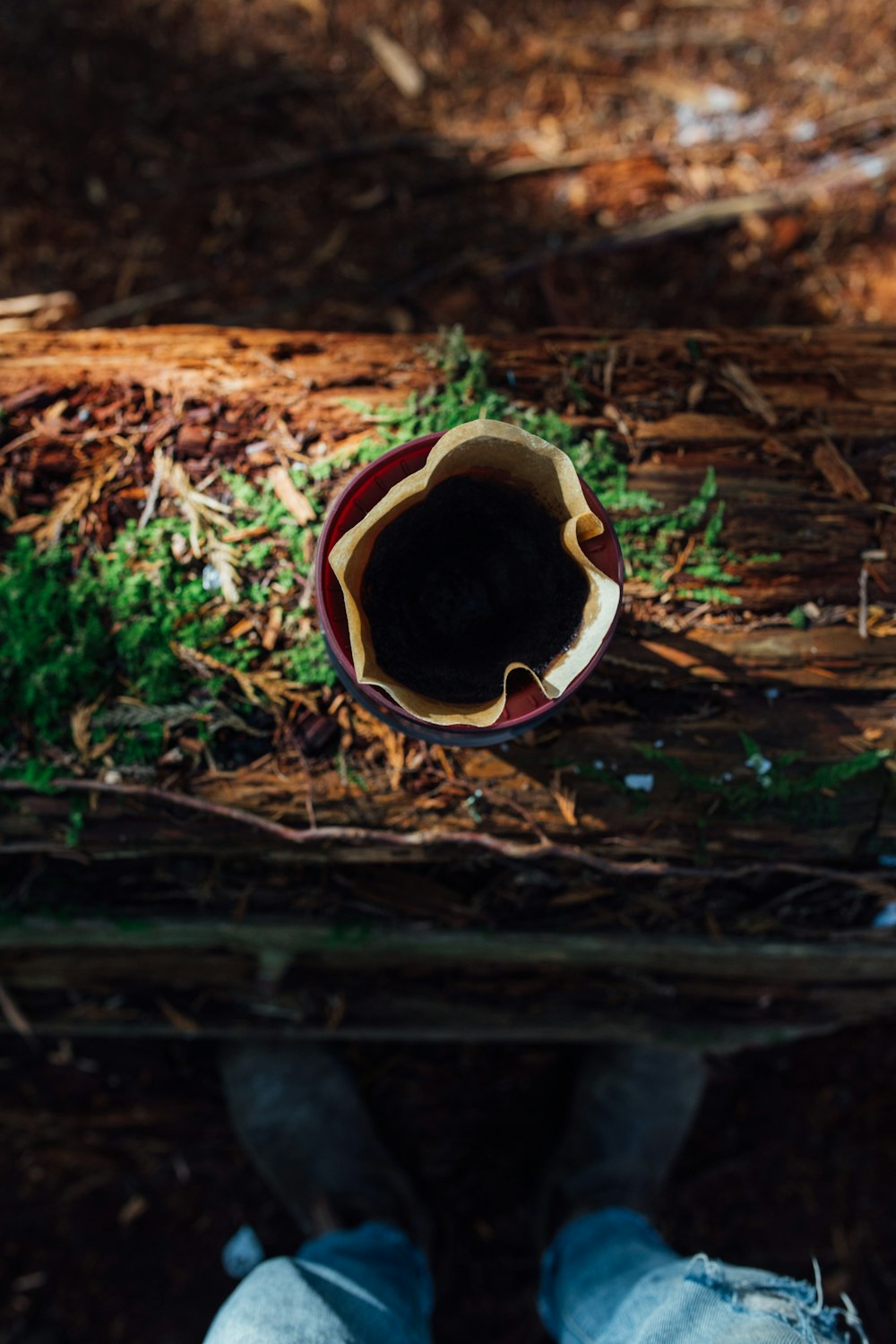 white ceramic mug on brown soil