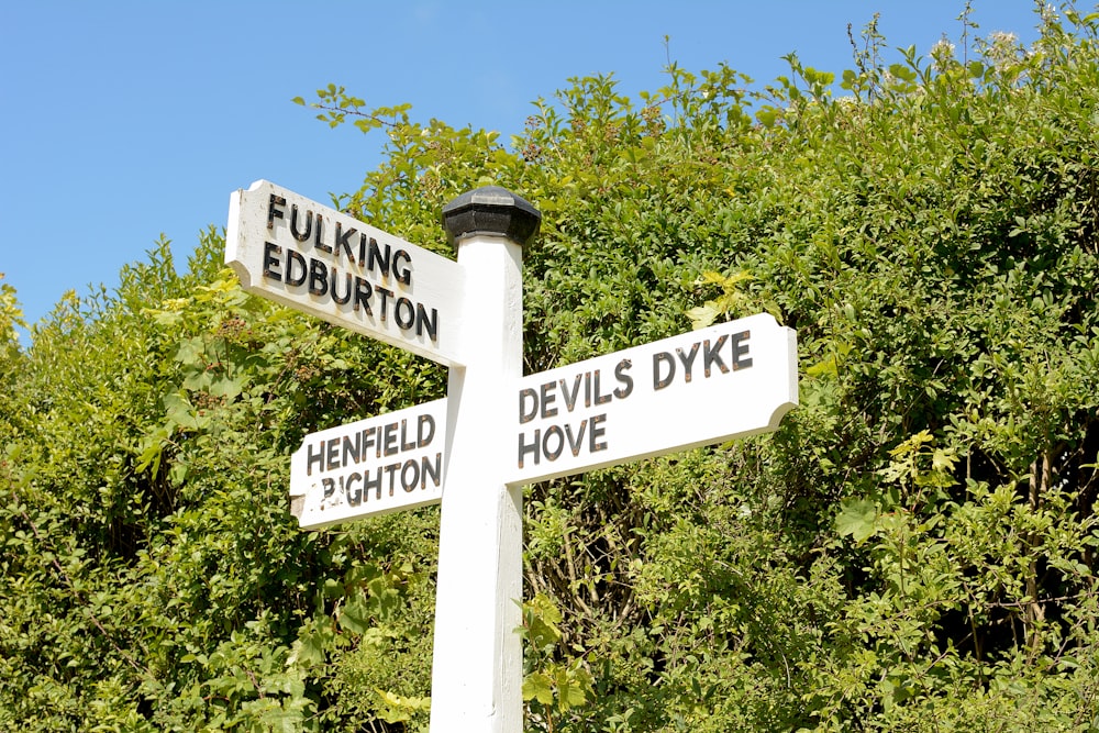 white and black street sign