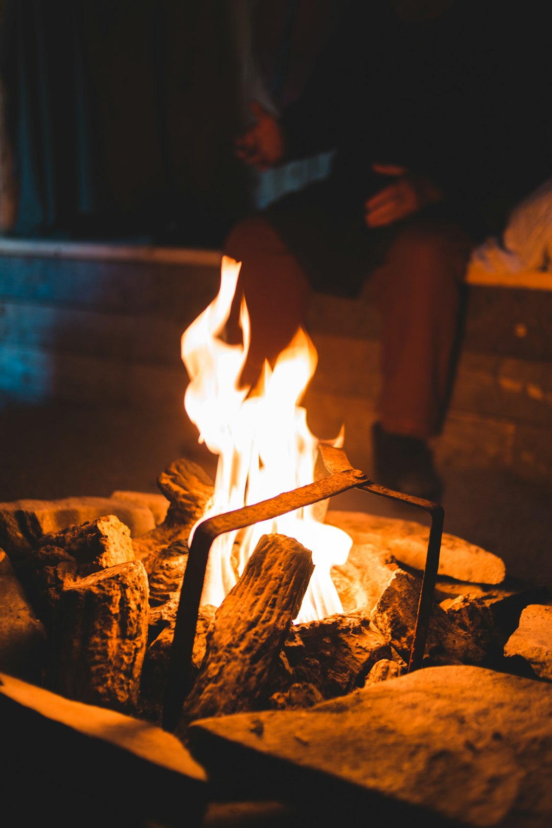 burning wood in close up photography