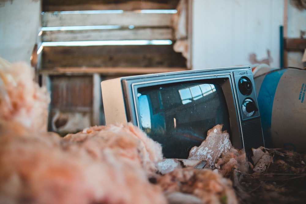 black and silver crt tv