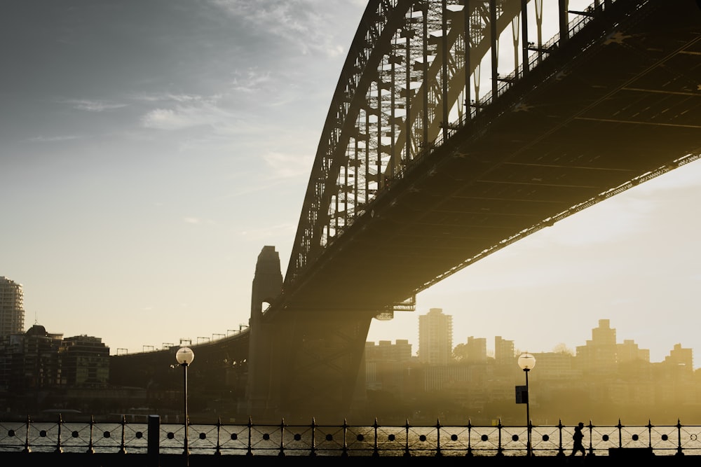 silhouette of bridge during sunset