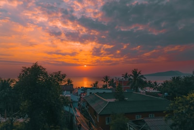 A vibrant sunset over the Cartagena coastline.