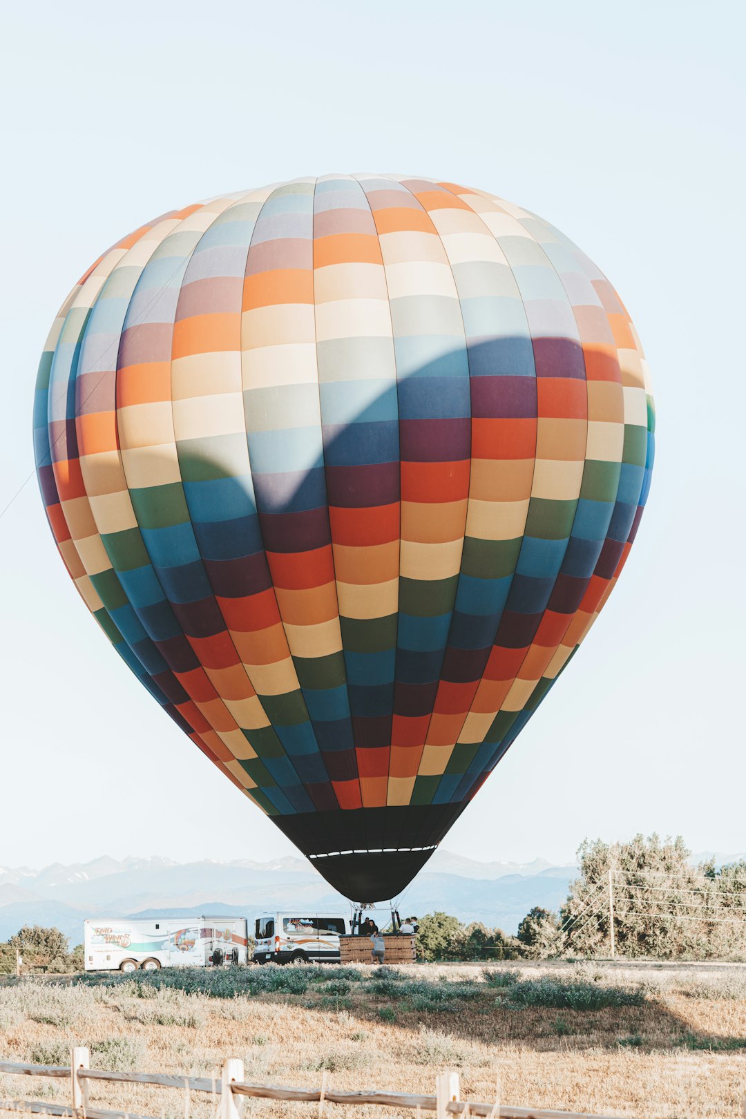 yellow blue and red hot air balloon