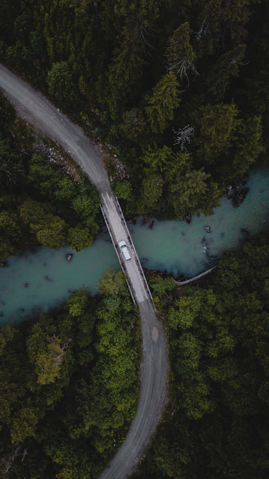 aerial view of green trees and lake in Kitimat Canada