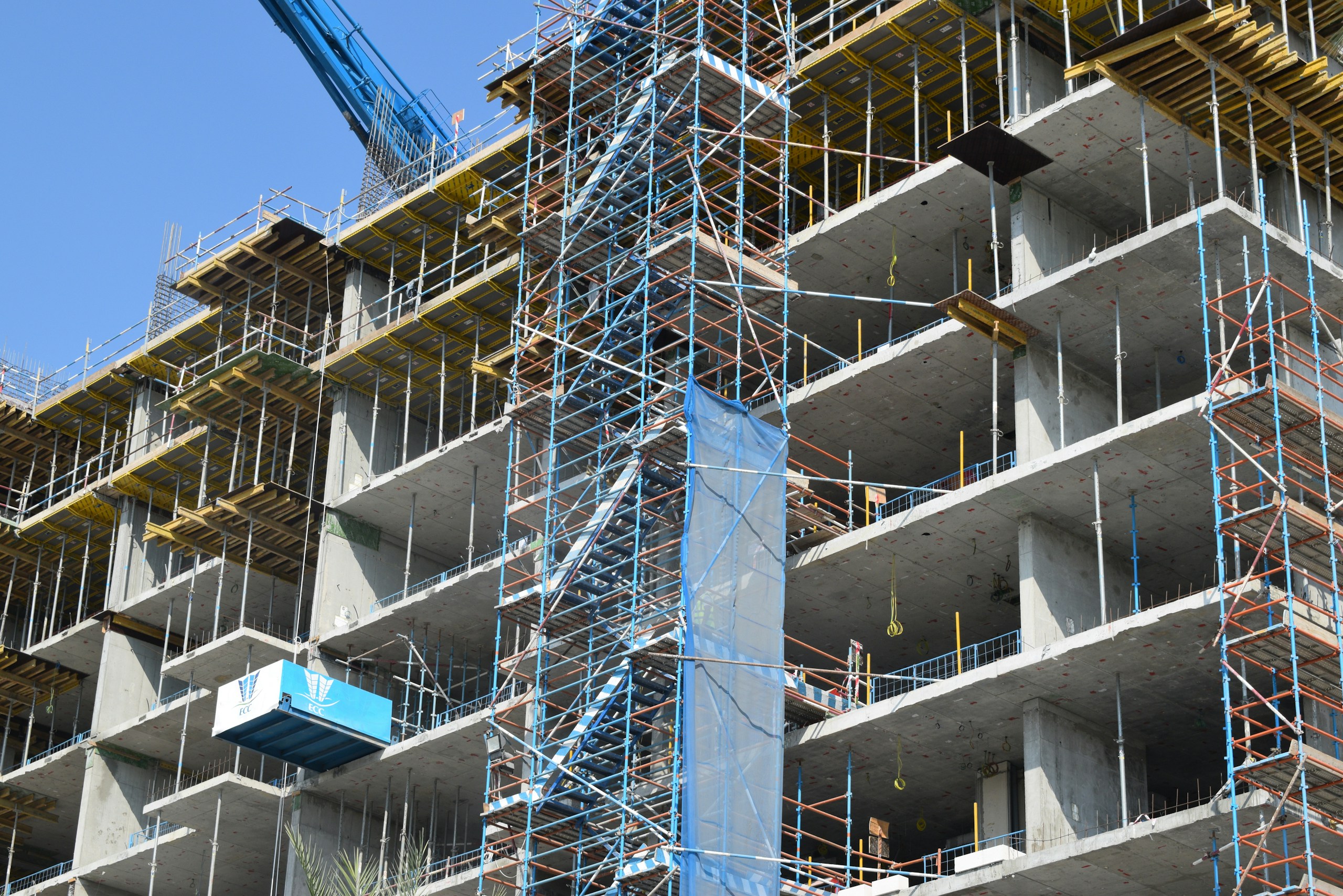 white and blue concrete building