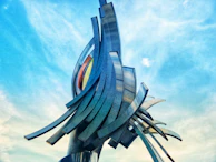 A dynamic sculpture made of twisted metal, reflecting light in unexpected ways.