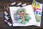 green and red fruit painting