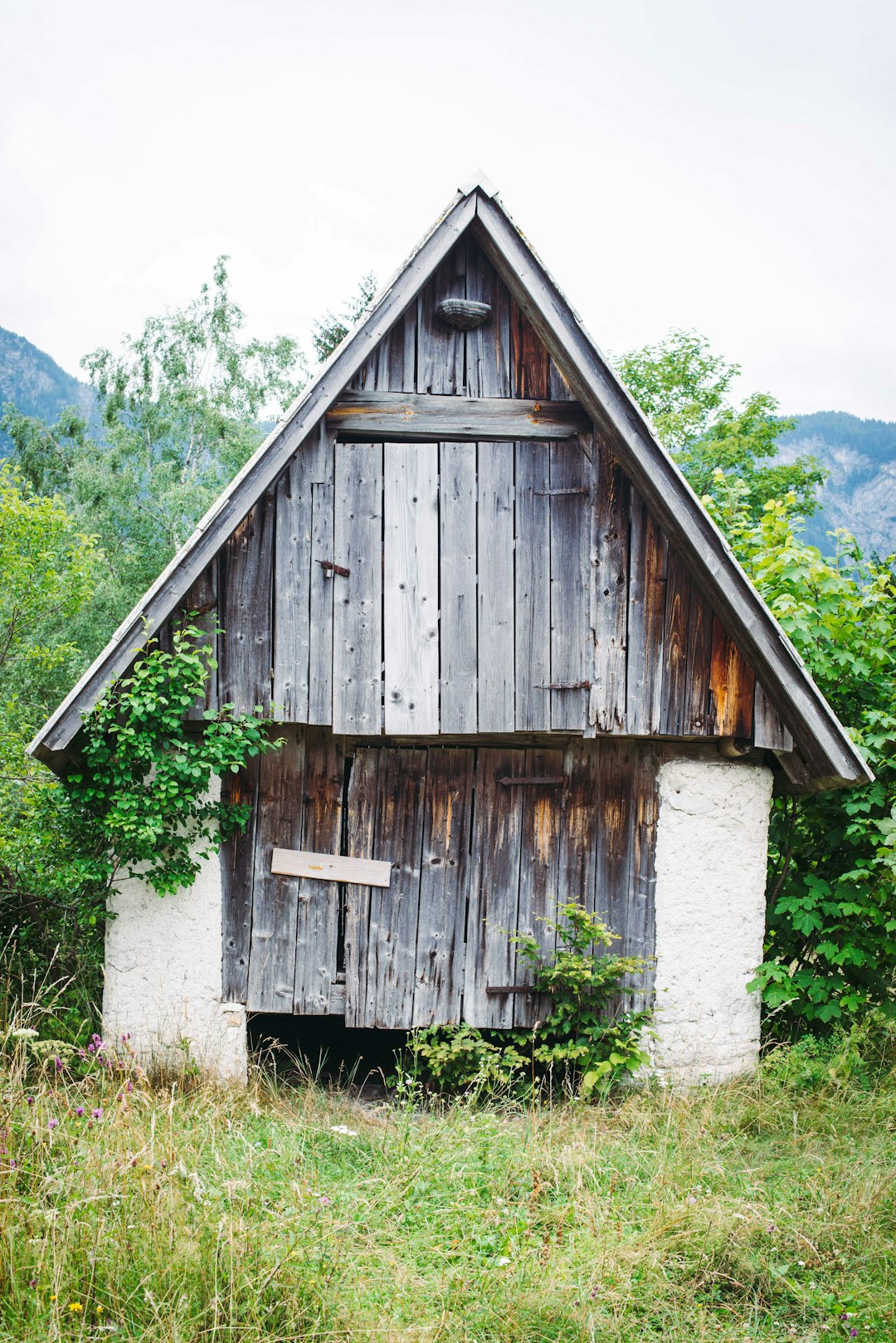 brown wooden house on green grass field during daytime