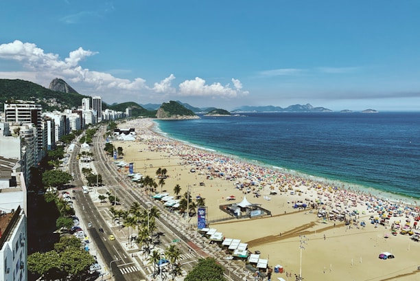 people on beach during daytime In Copacabana Beach, Rio de Janiero, Brazil