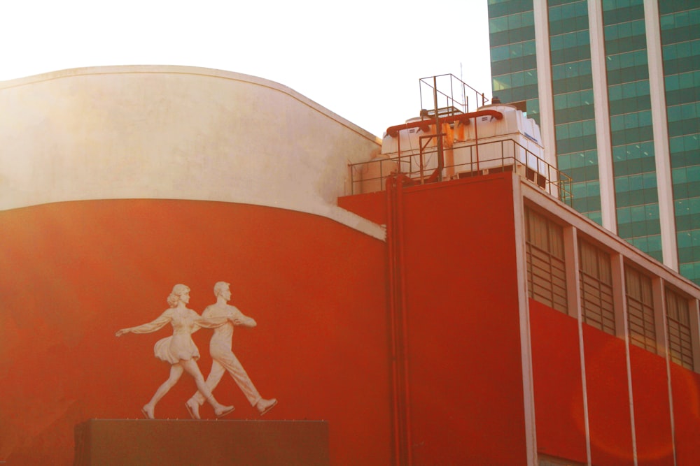 red and white concrete building