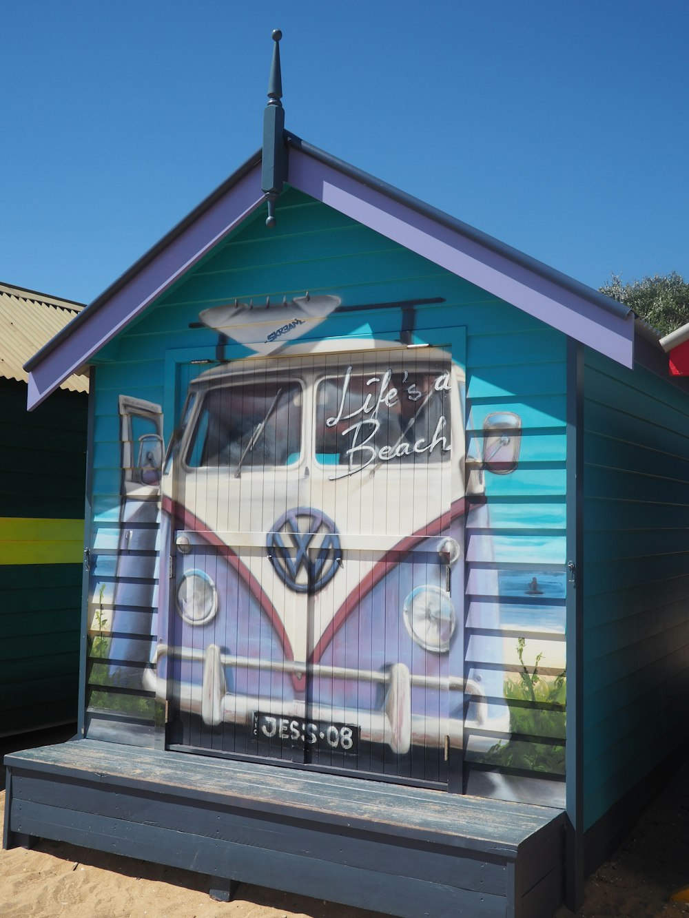 blue and white wooden house