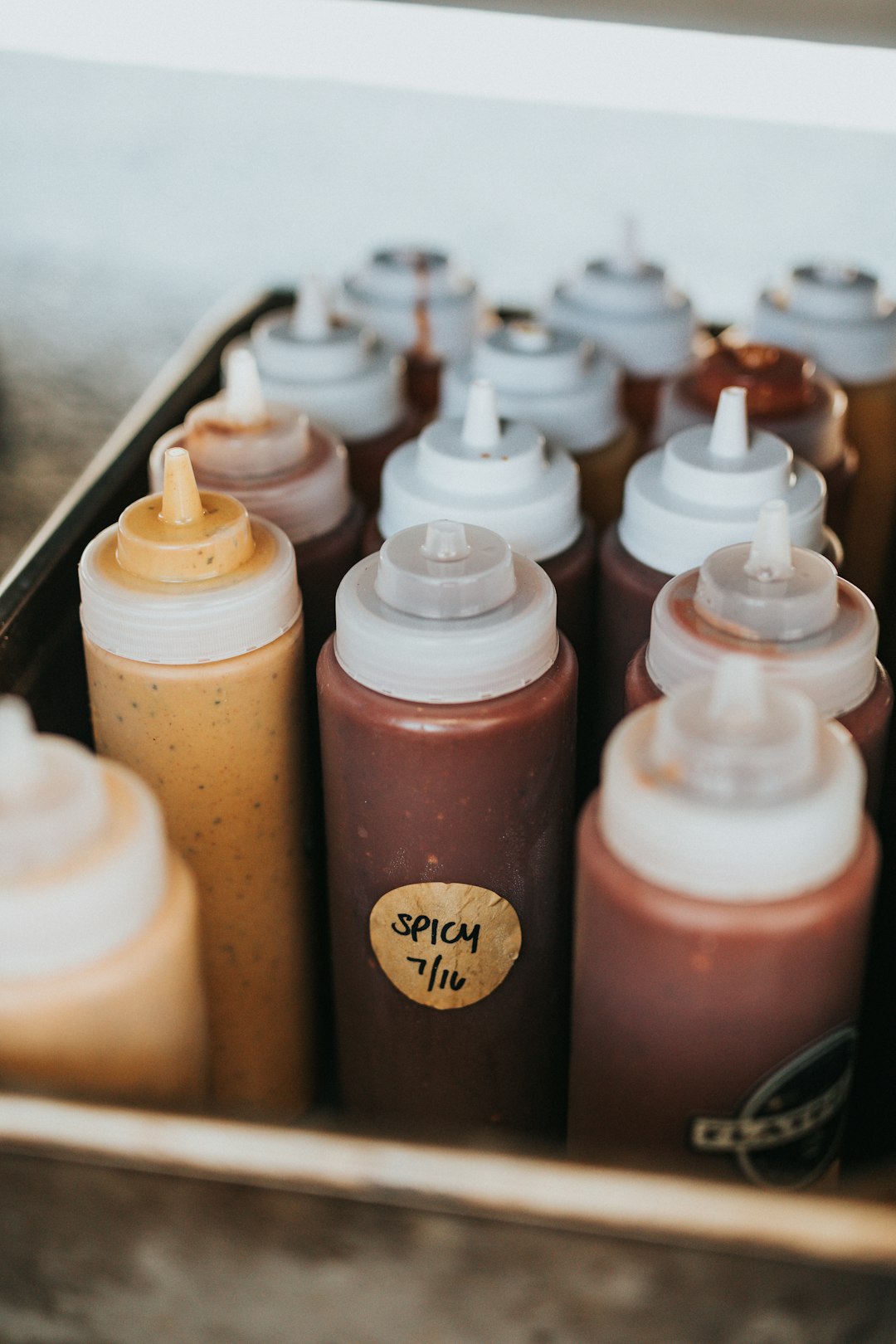 white and brown plastic bottles