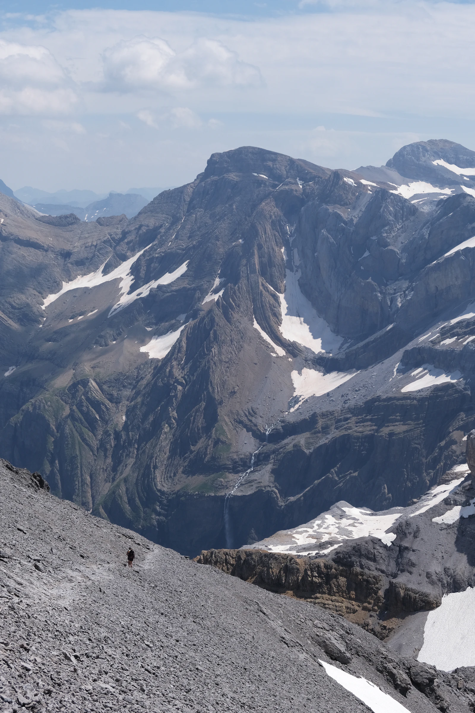 A snow-streaked Pyrenean cirque