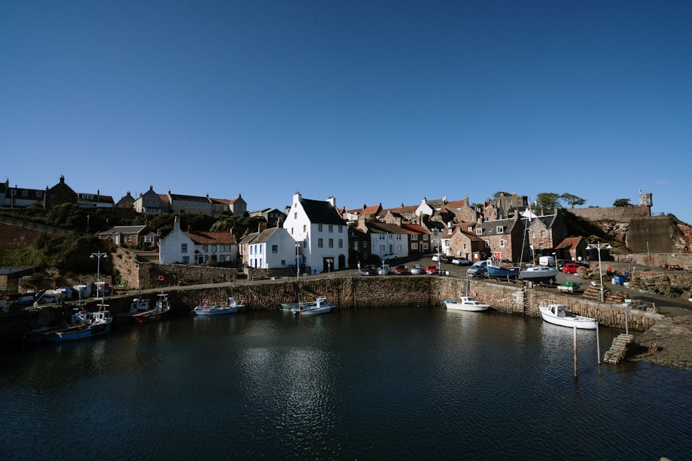 white and brown concrete buildings near river under blue sky during daytime