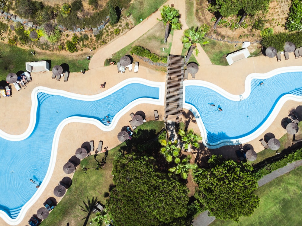 aerial view of swimming pool