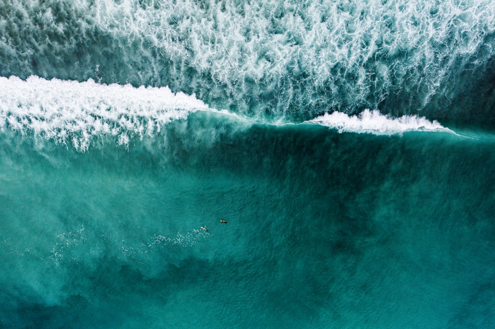 aerial view of ocean waves