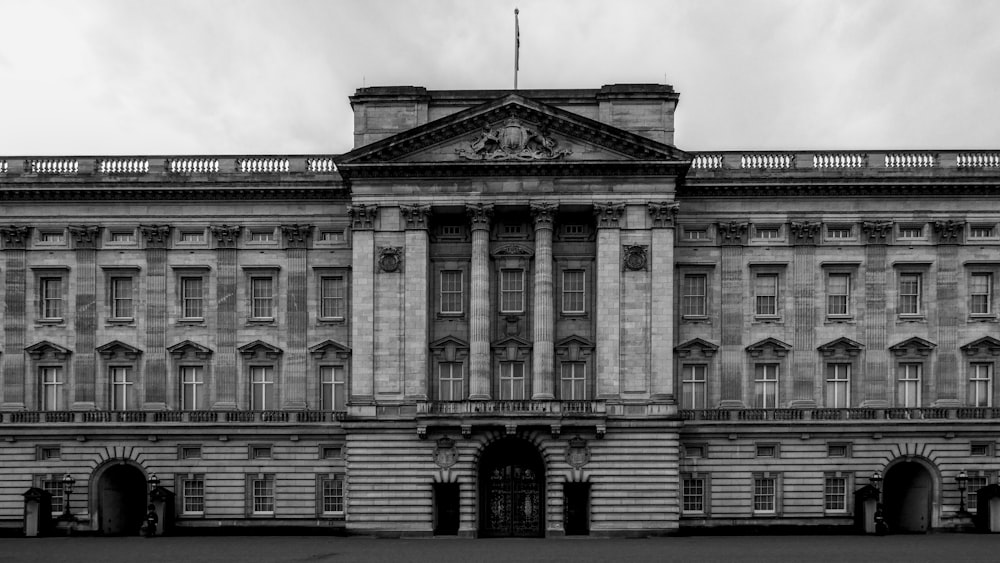 grayscale photo of concrete building