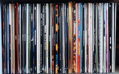 Record store crate with vinyl