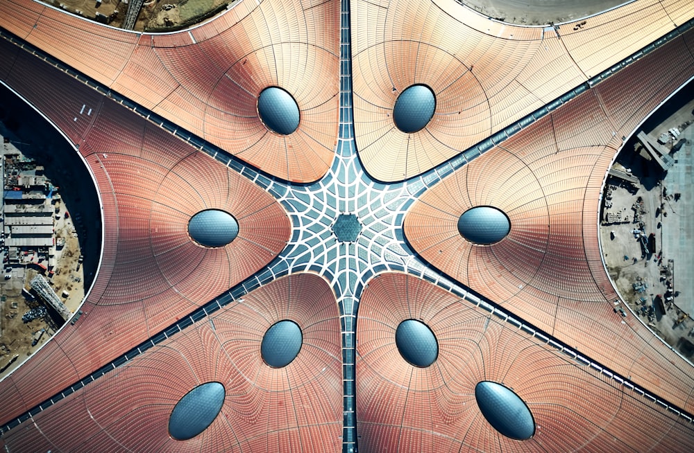 brown and white floral ceiling