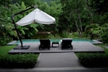 A peaceful outdoor area for relaxation after a massage.