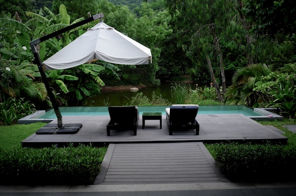 A peaceful outdoor area for relaxation after treatments.