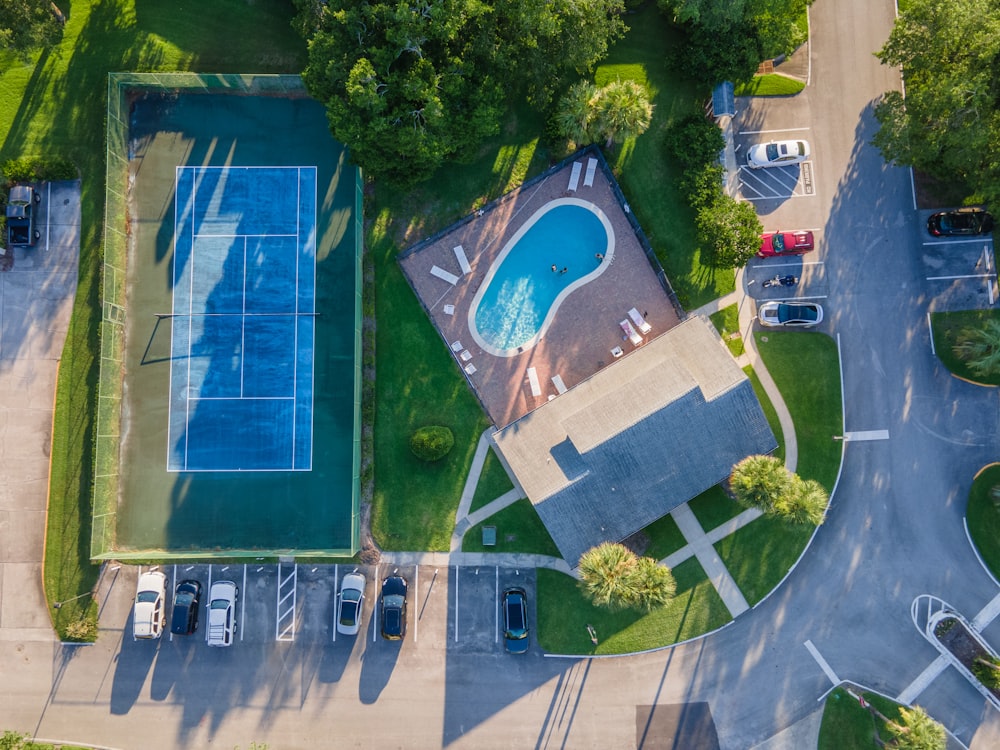 aerial view of swimming pool