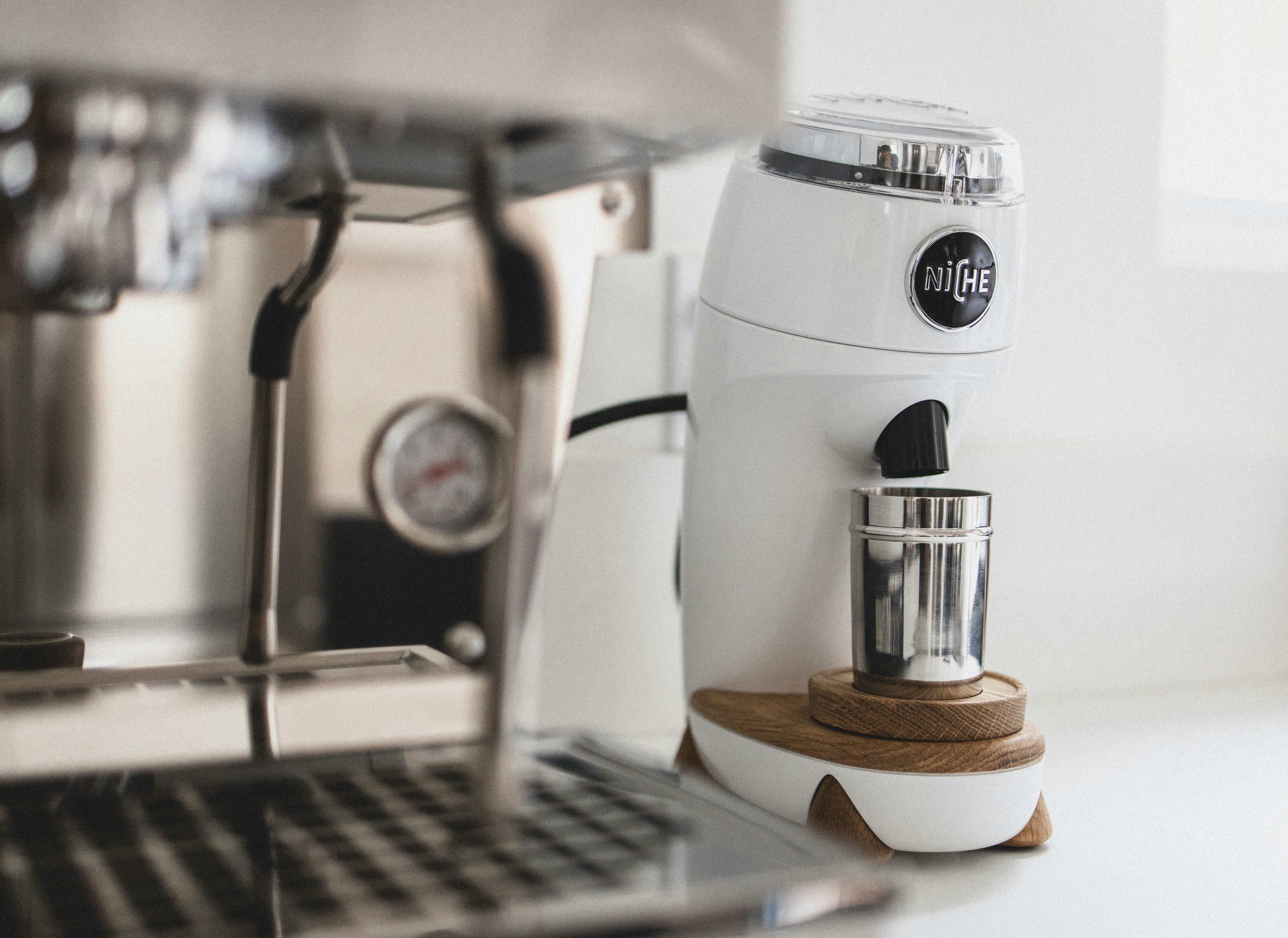 silver and black coffee maker