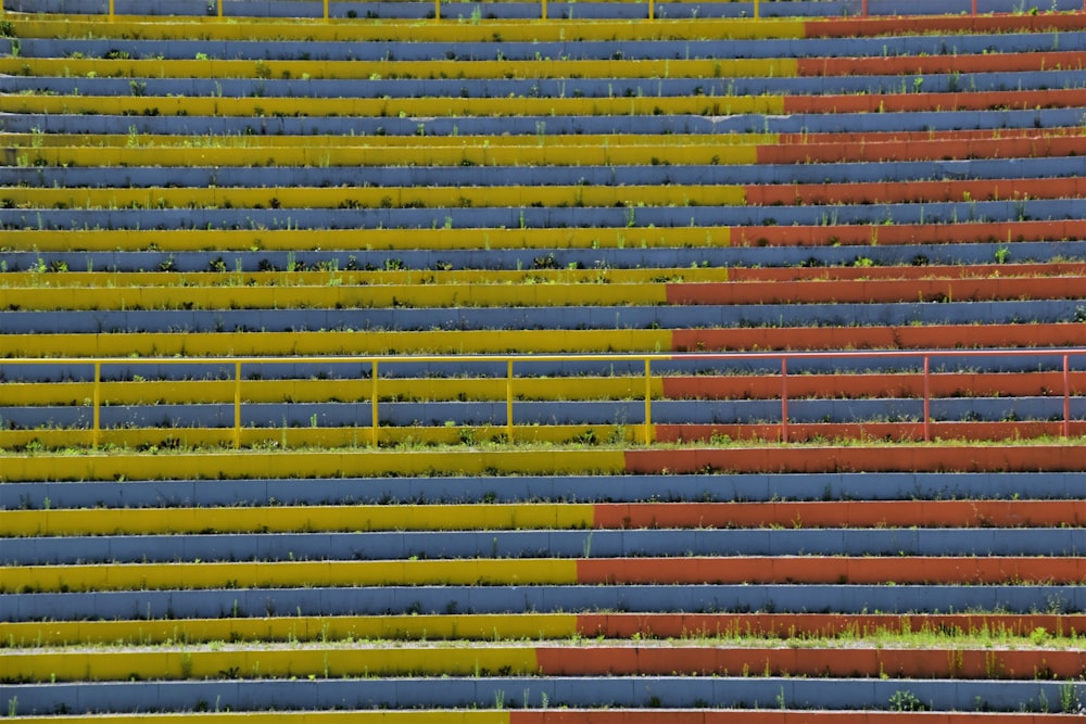 yellow blue and red metal bars