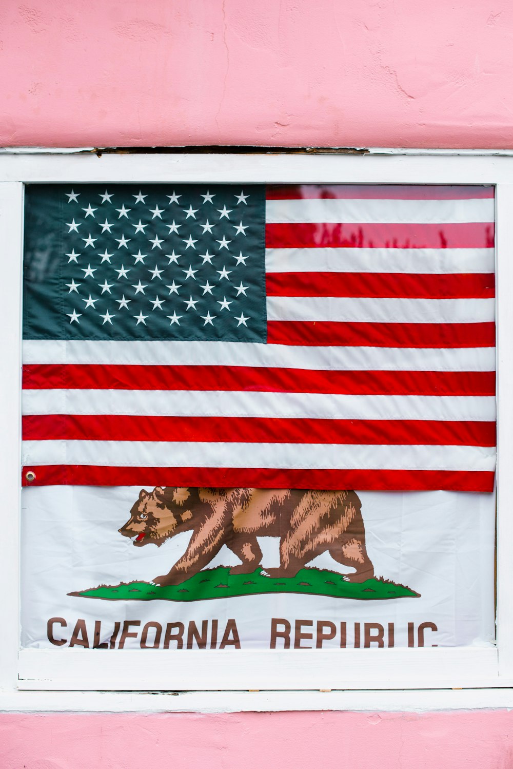 us a flag on white wall