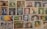 A collection of various vintage postage stamps, mostly from Austria. The stamps feature portraits of notable figures, historic landmarks, and artistic illustrations. Some stamps have been postmarked, indicating they have been used. The arrangement is collage-like, creating a busy and colorful display.