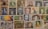 A collection of various vintage postage stamps, mostly from Austria. The stamps feature portraits of notable figures, historic landmarks, and artistic illustrations. Some stamps have been postmarked, indicating they have been used. The arrangement is collage-like, creating a busy and colorful display.