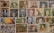 A collection of various vintage postage stamps, mostly from Austria. The stamps feature portraits of notable figures, historic landmarks, and artistic illustrations. Some stamps have been postmarked, indicating they have been used. The arrangement is collage-like, creating a busy and colorful display.