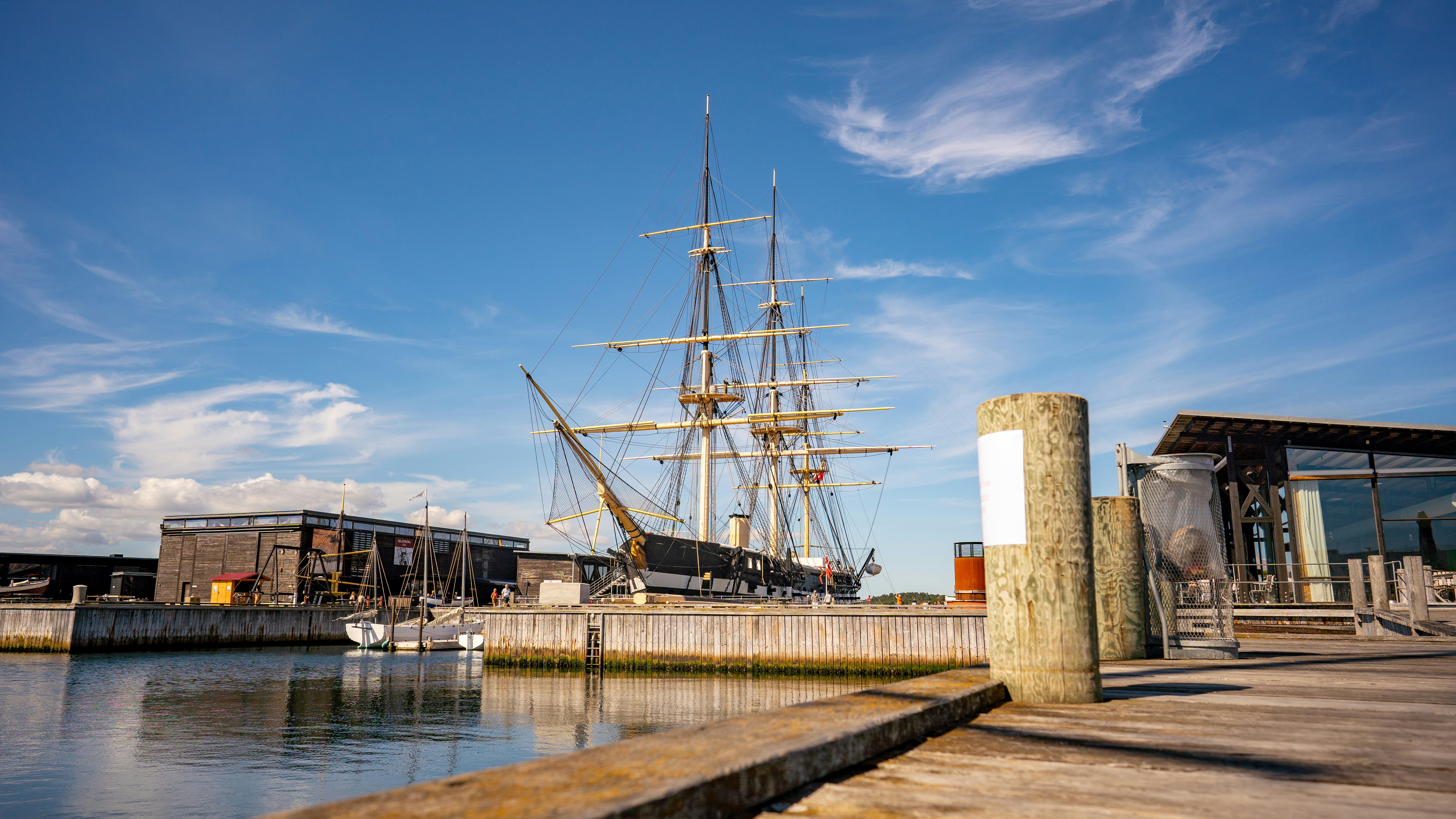 A beautiful ship located in Ebeltoft, Denmark.