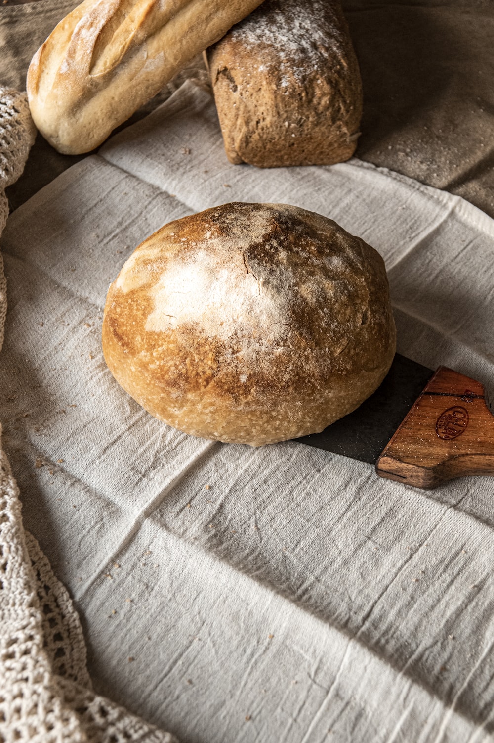 brown coconut on gray textile