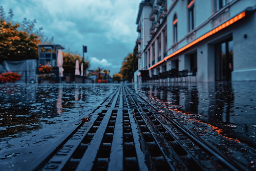 black metal railings on body of water during daytime