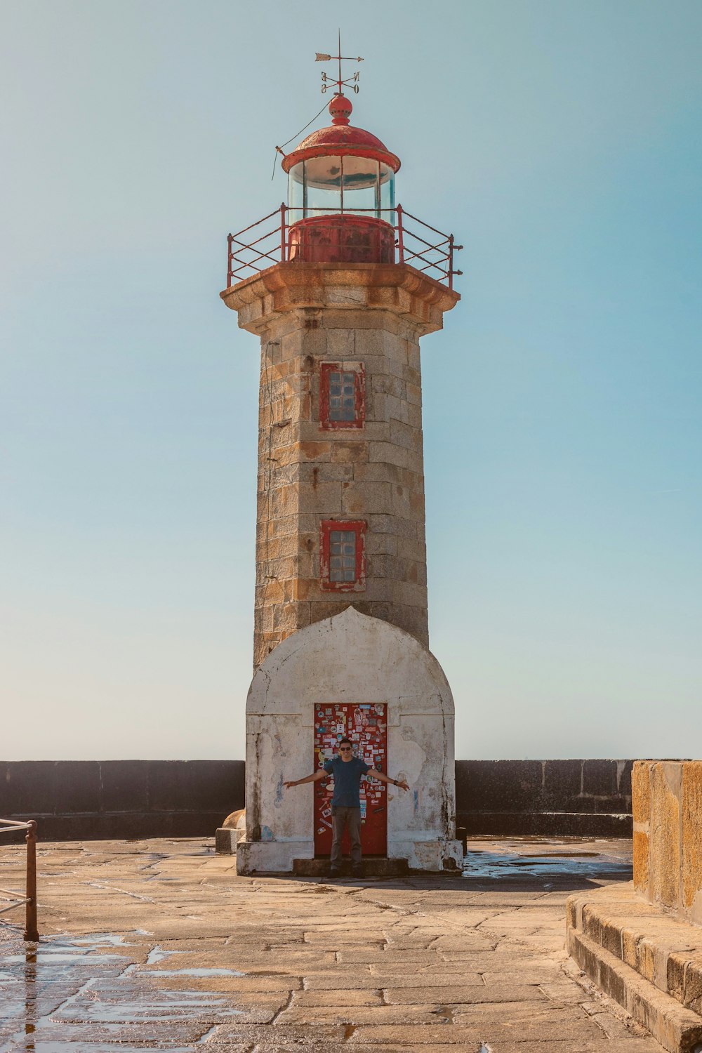 white and red concrete tower